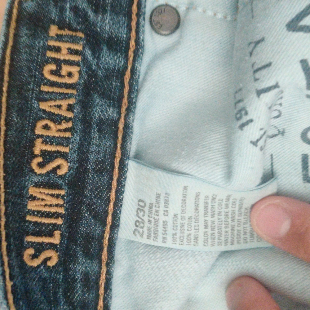 American Eagle Men's Slim Straight 100% cotton dark wash Jeans (28/30) - Picture 4 of 8